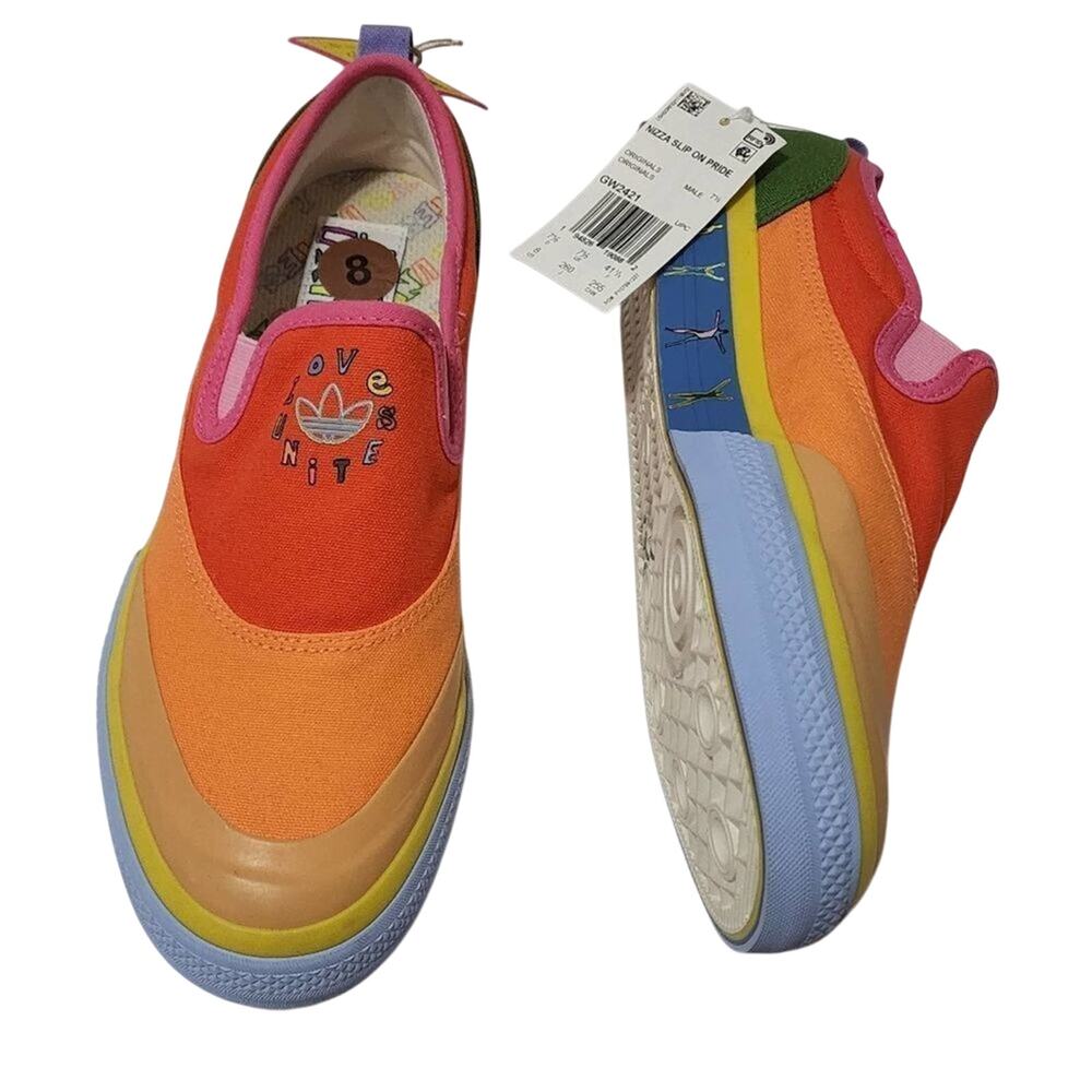 Adidas Nizza Slip On Pride Love Unites Rainbow Sneakers Shoes New‎ 8 M  New